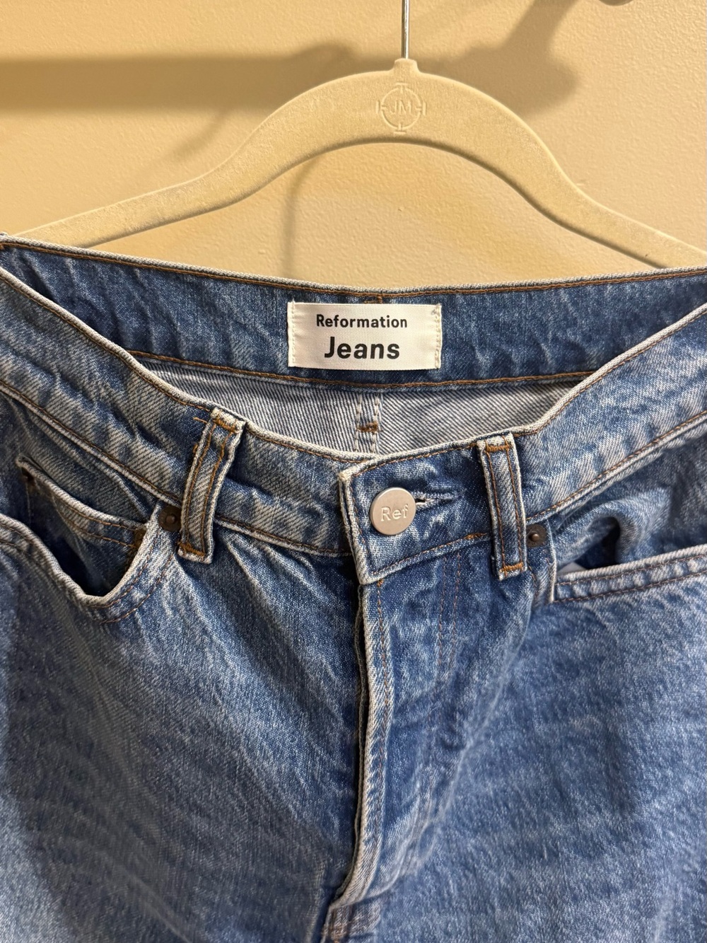 Reformation Relaxed Straight Jeans in Light Blue Wash